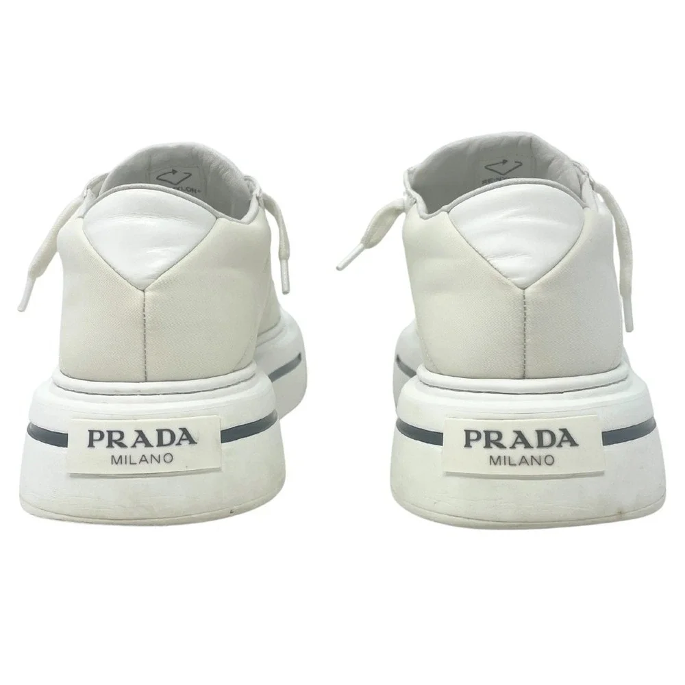Prada Tennis Shoes Sneakers Triangle LOGO White Black Platform Chunky Trainer 41